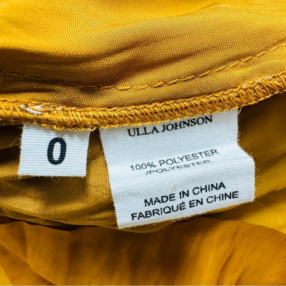 Ulla Johnson Mirelle Plisse Satin Peplum Mustard Long Sleeve Ruched blouse NEW - Image 7