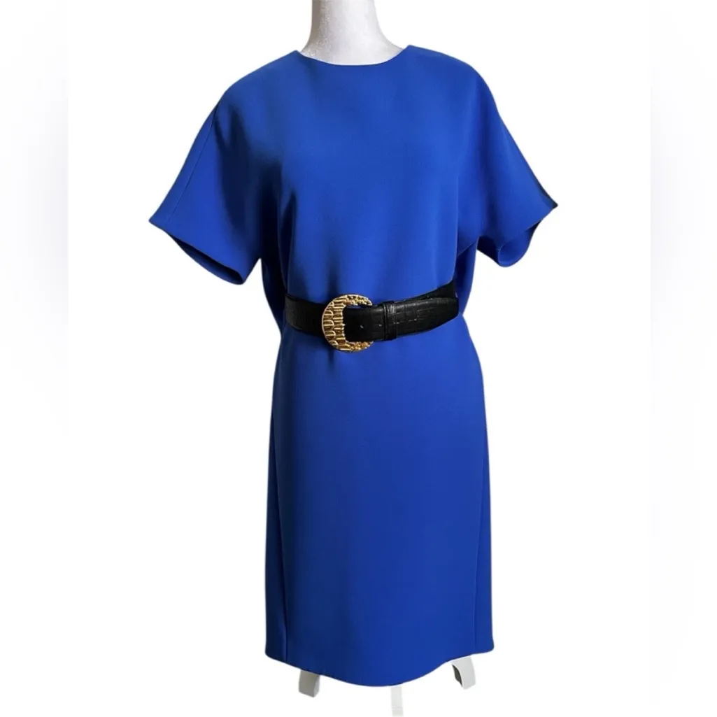 Balenciaga Silk Crepe Blue Midi Dress size 38 Ready to Wear s/s 2017 - Image 12