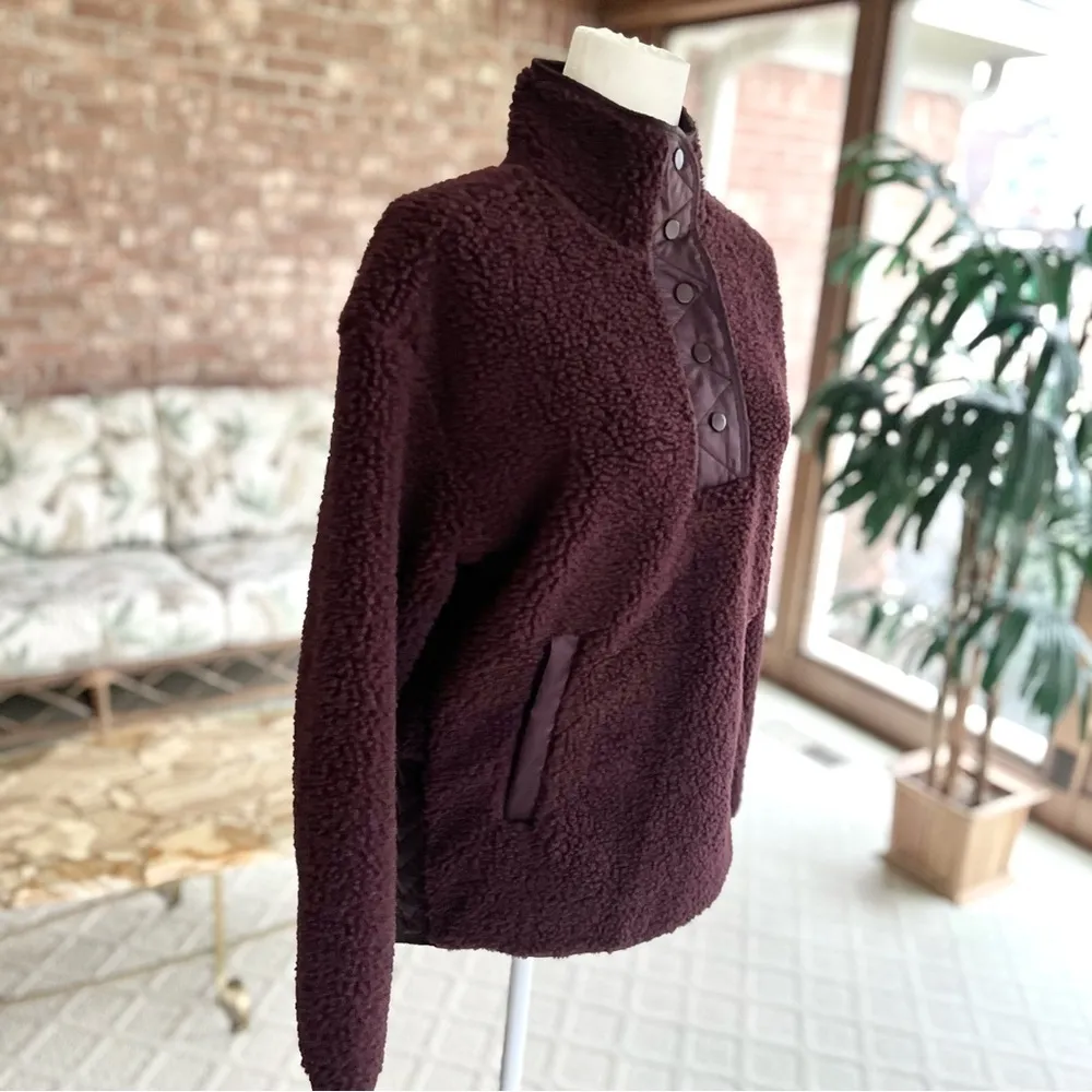 Athleta Cozy Snap Jacket Sherpa Pullover Plum Purple  XS Teddy Quilted - Image 14