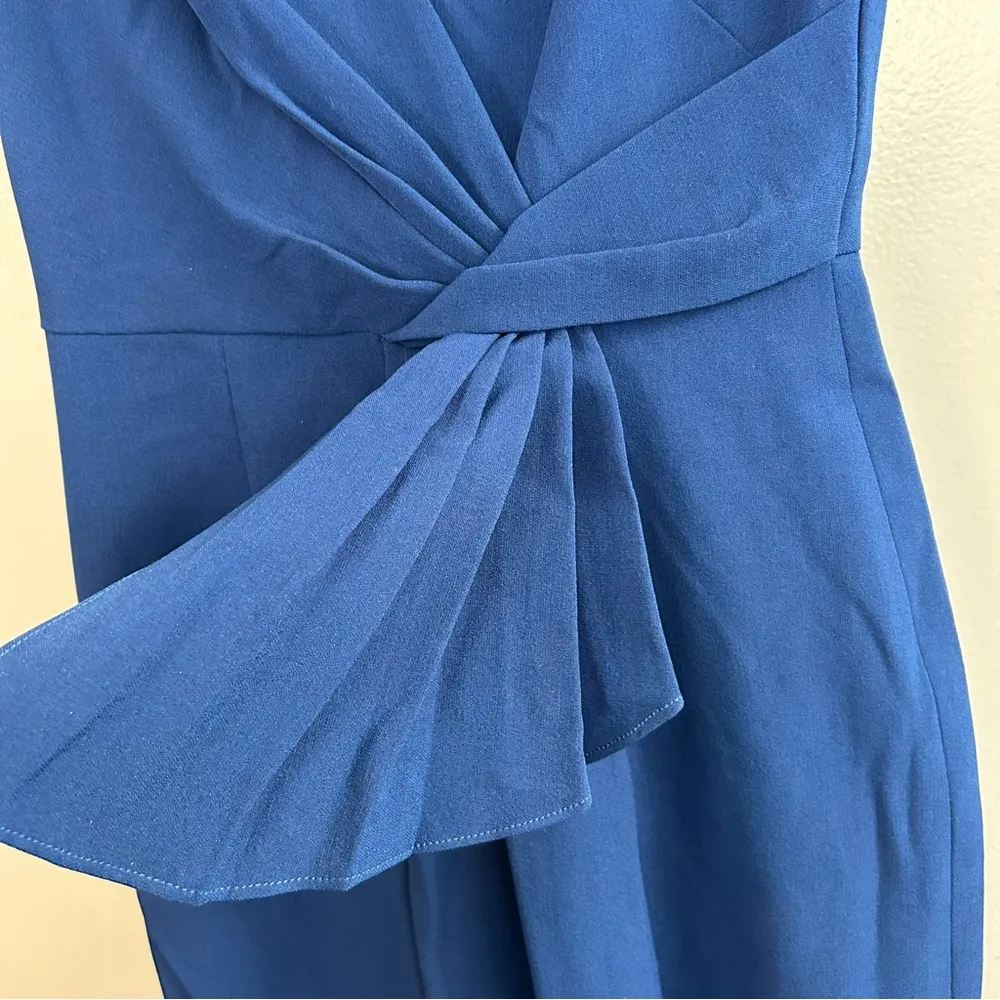 Adrianna Papell Blue Sleeveless V-neck Wrap Pleated Shift Dress Size 2 - Image 5