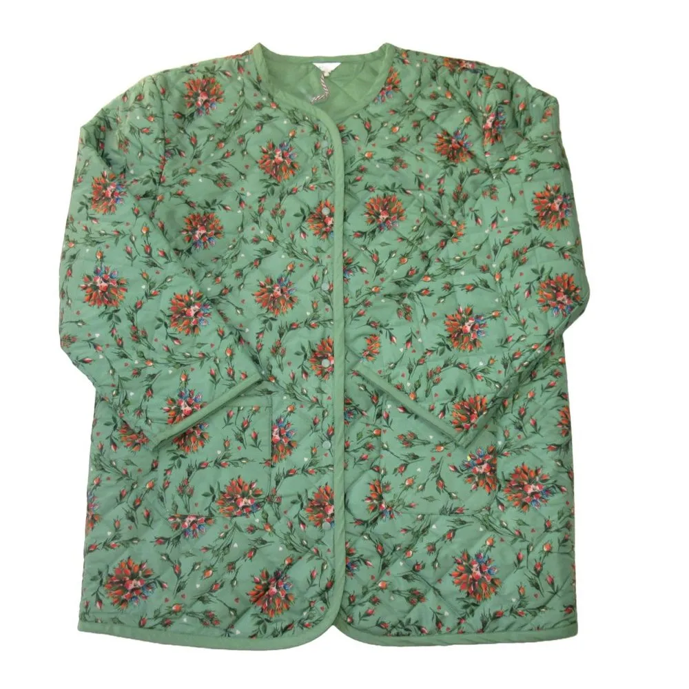 NWT Cath Kidston Forever Quilted Jacket in Green Floral Print US 10 UK 14 - Image 2