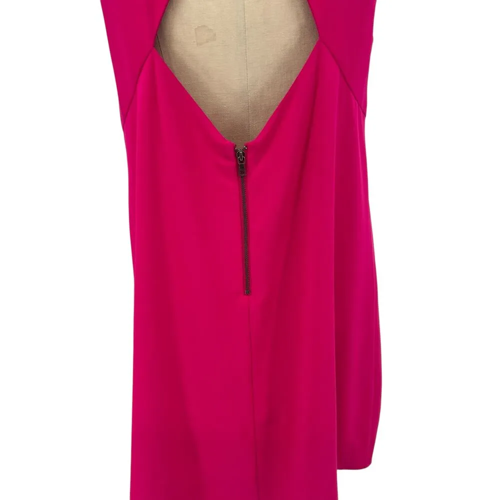 Alice + Olivia  Mini Dress‎ Mock Neck Cut-Out Back Zipper Hot Pink Size Medium - Image 9