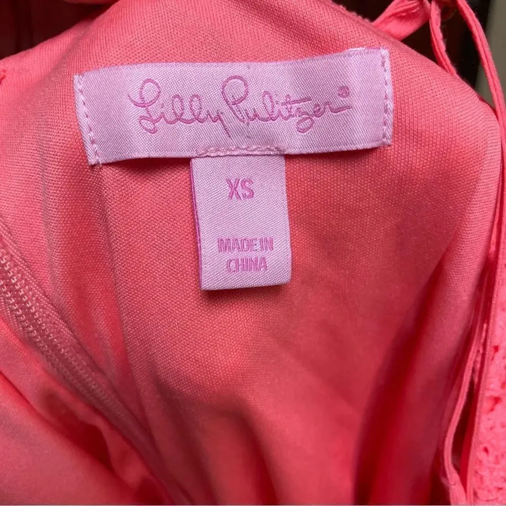LILLY PULITZER Pink Costello Halter Dress Lace Pucker Pink Extra Small - Image 6
