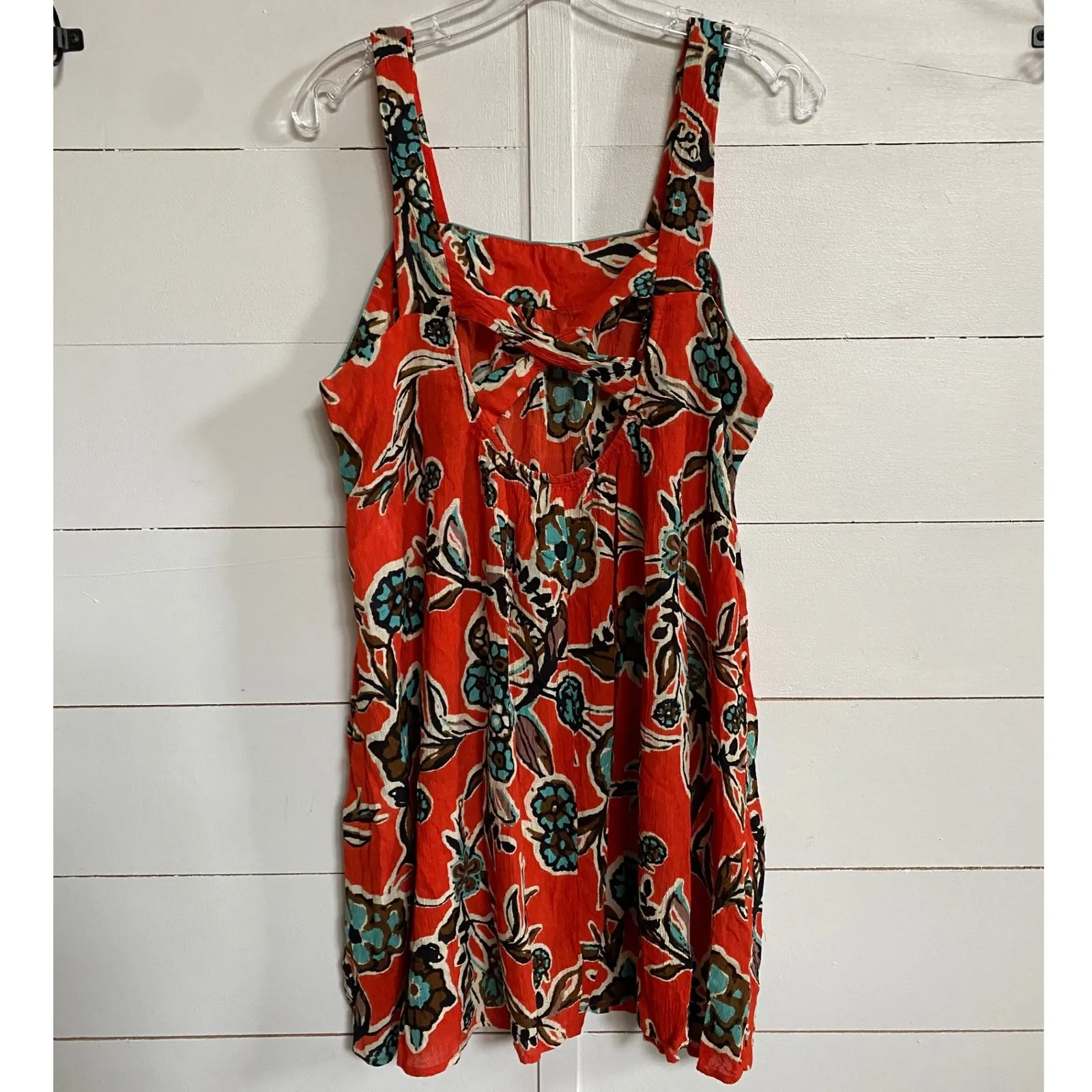 Band of the Free Teresa‎ Tangerine Floral Tank Mini Dress M - Image 5