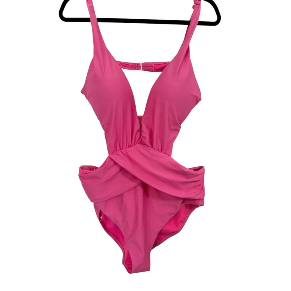 NWT! Bar III Draped Monokini One-Piece Swimsuit in Candy Kiss - Size XL - Image 3