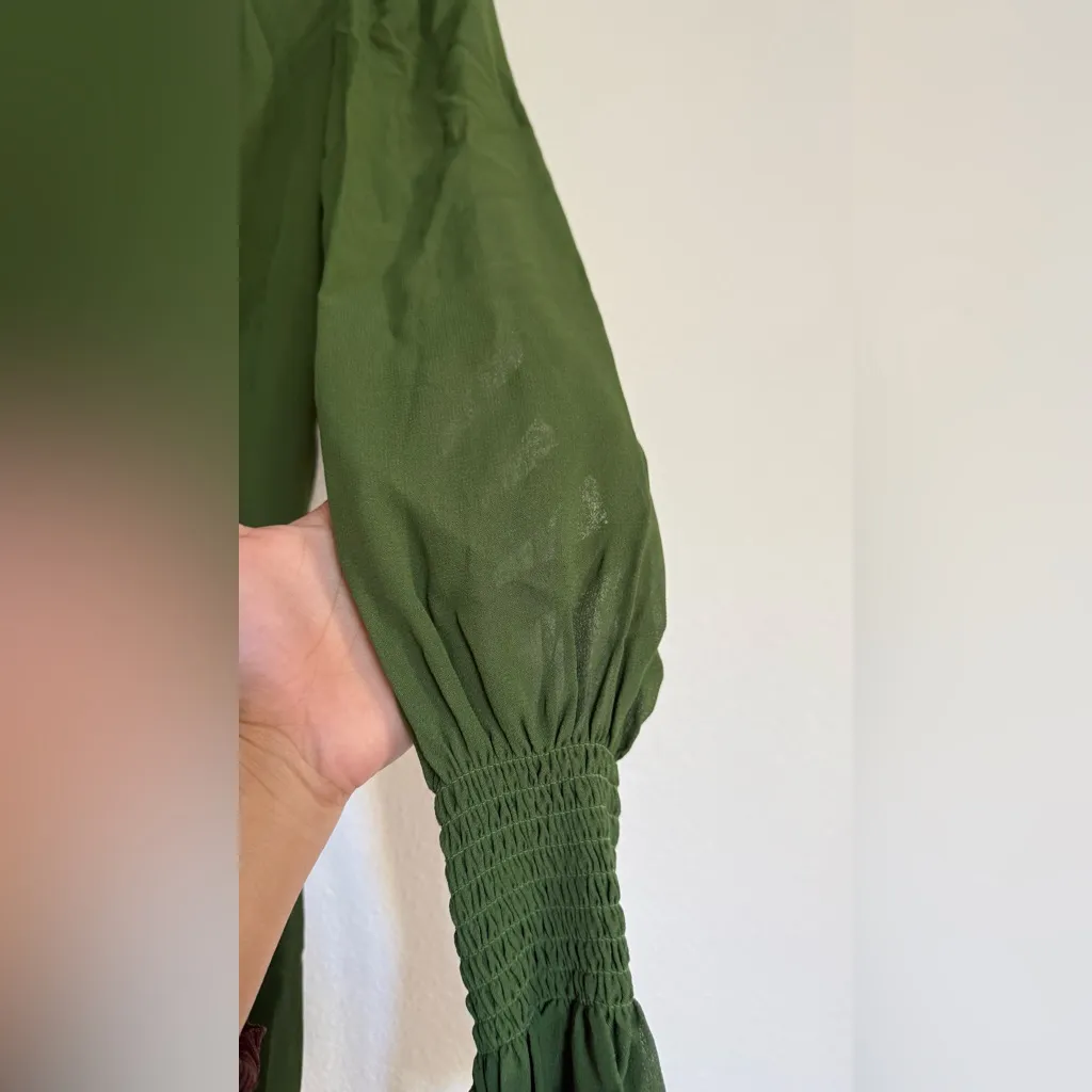 Reformation Galena Long Sleeve Dress in Olive - Image 11