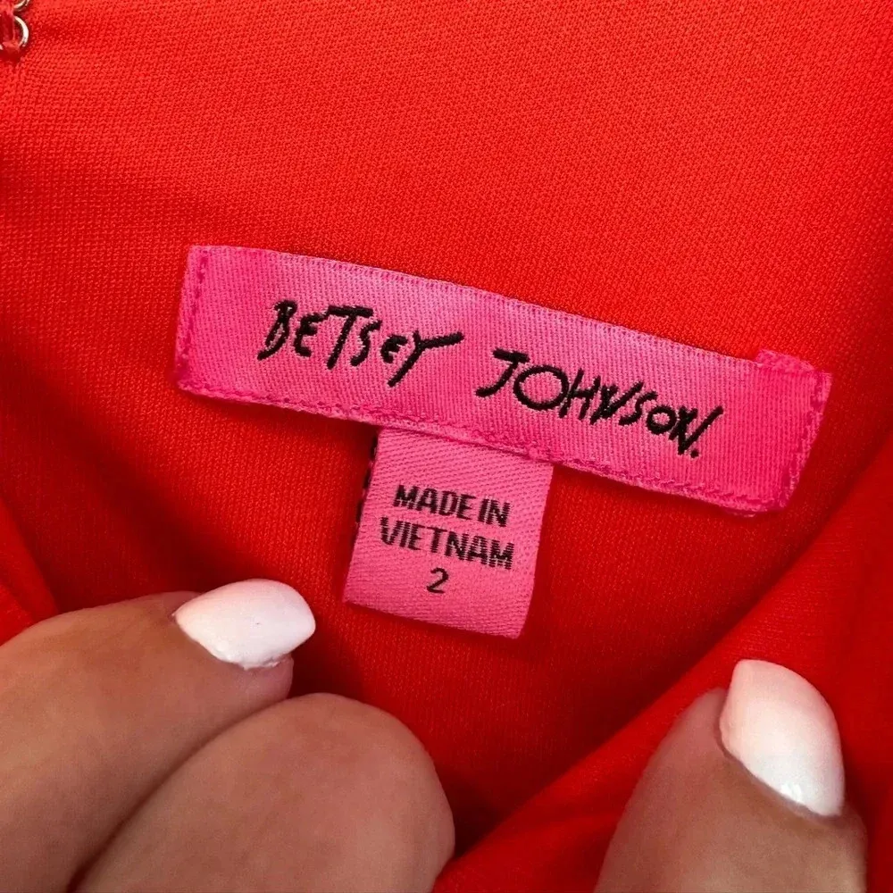 Betsey Johnson Orange Crepe Georgette Midi Dress Pinup Rockabilly Size 2 XS - Image 10