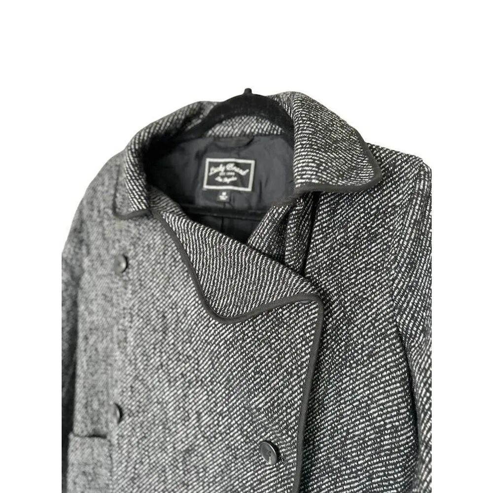 Lucky Brand Womens Coat Drape Front Wool Size Medium Black Grey Jacket Button - Image 6
