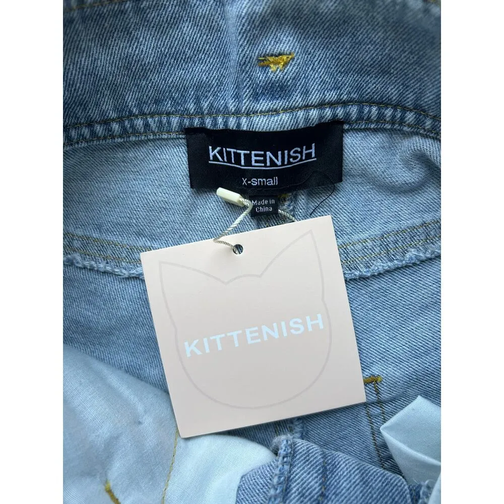 Kittenish High Waisted Belted Denim Shorts Size XS - Image 5