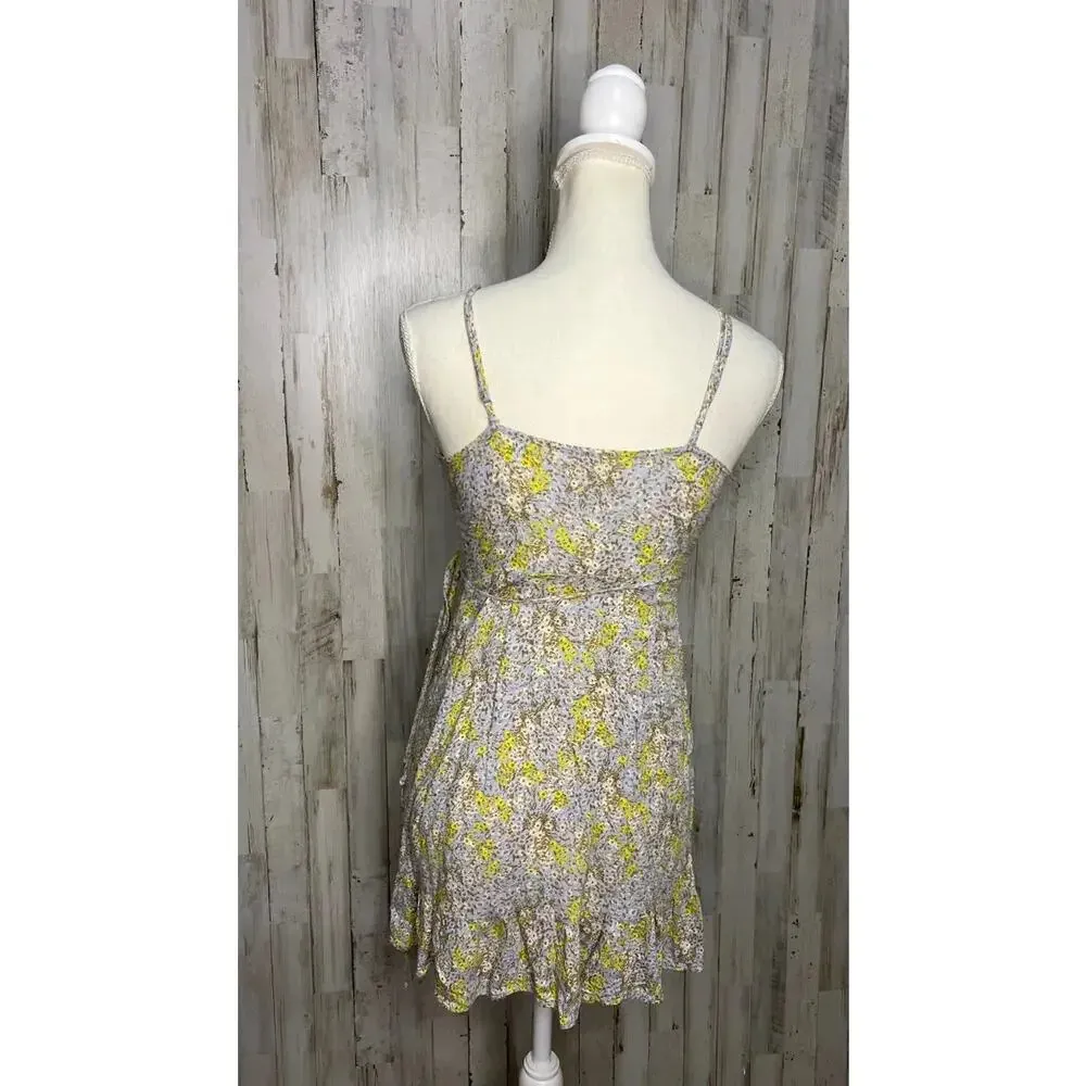 Free People Womens XS Floral Wrap Dress Sleeveless Mini Multicolor Summer Casual - Image 4