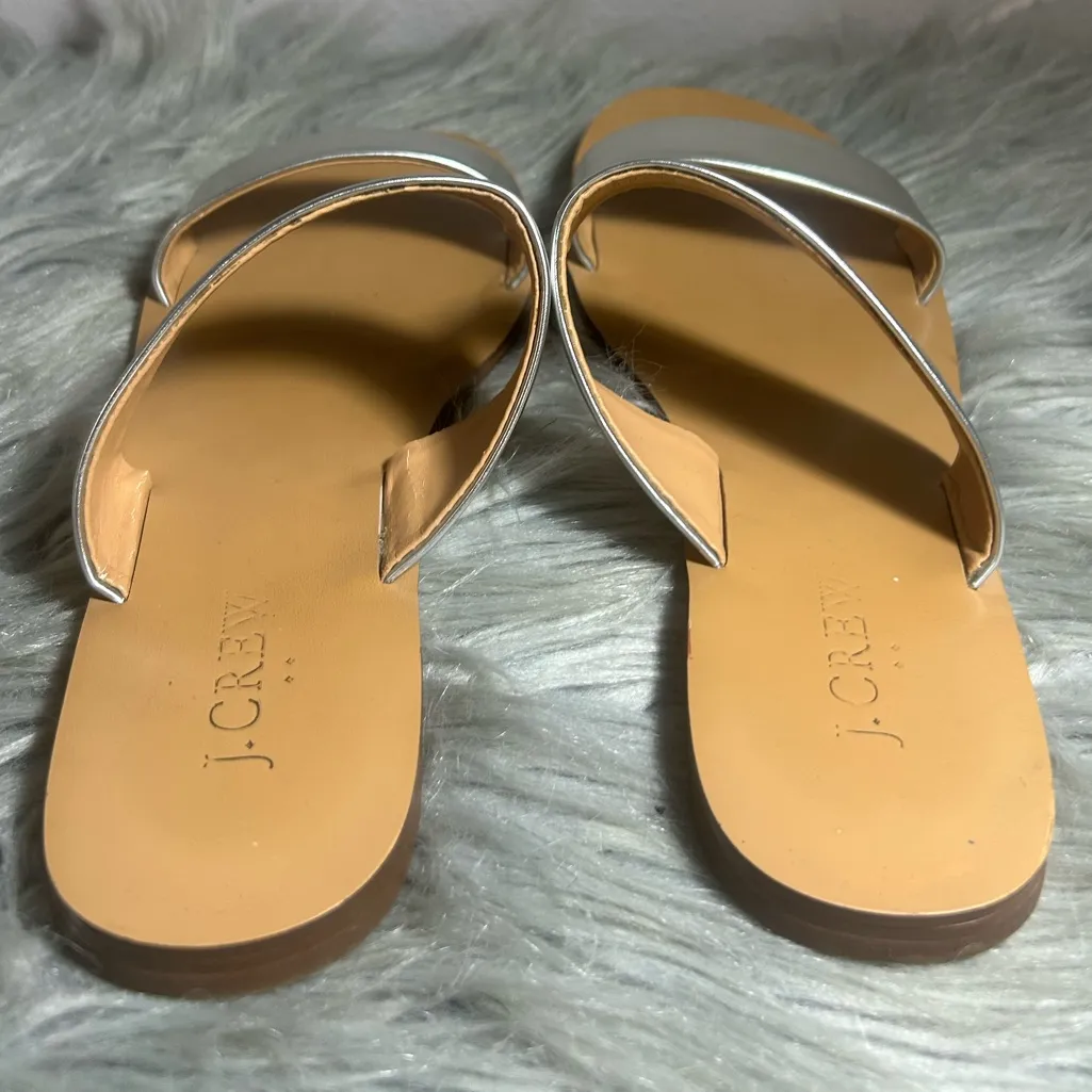 J. Crew Malta Mirror Metallic Silver Sandals Size 8 - Image 8