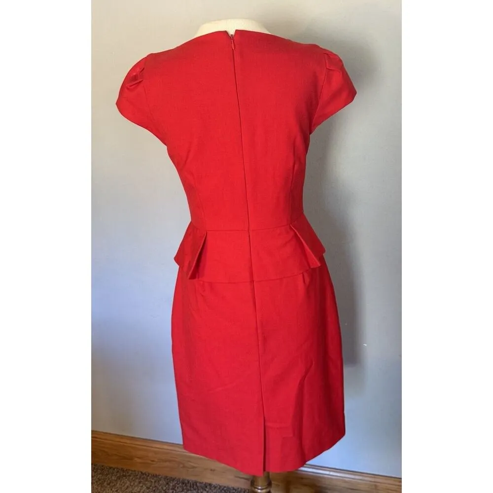 J.Crew Dress Crepe Cap Sleeve Size 2 Red Holiday Christmas Party Career Office - Image 4