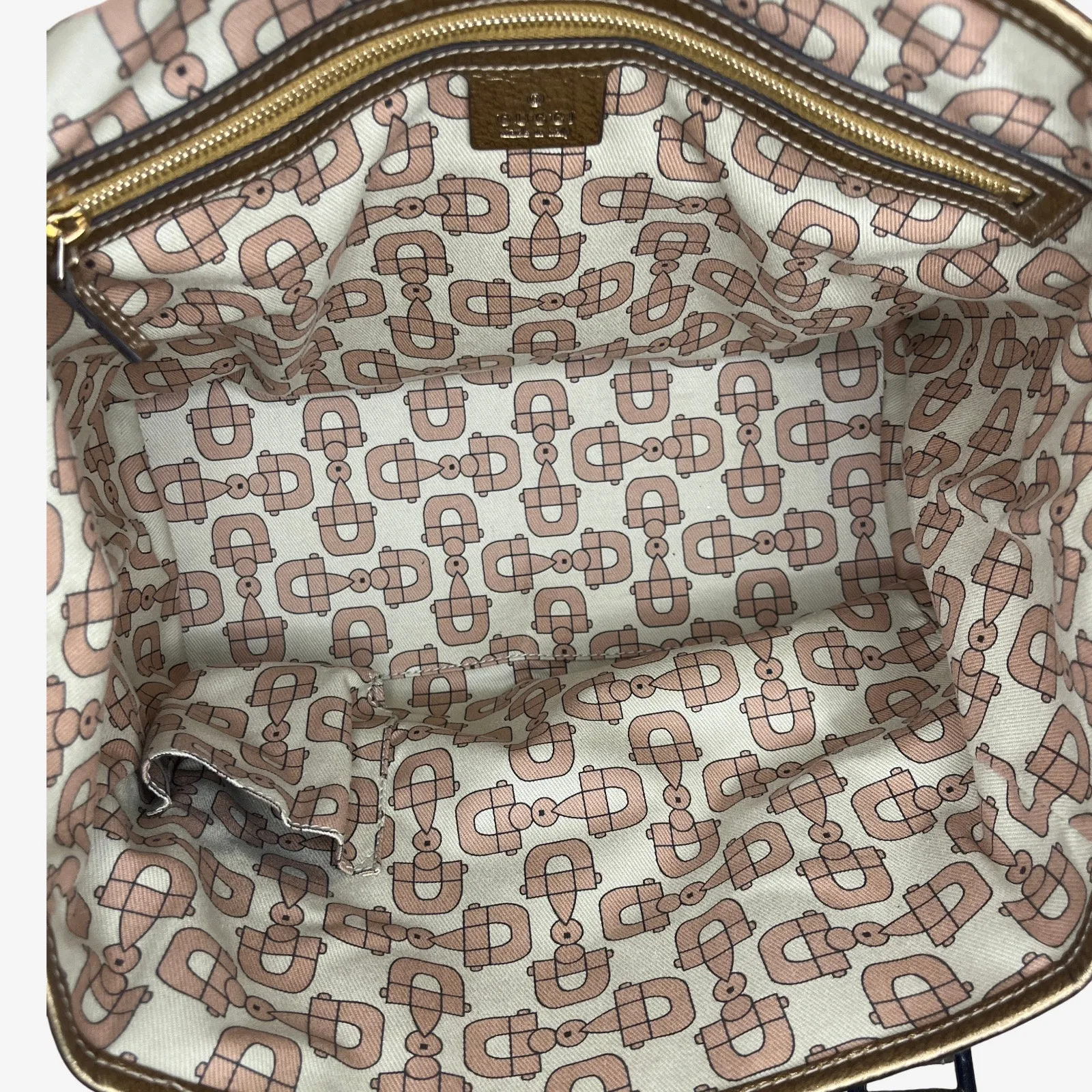 Gucci GG Canvas Gold Leather Trim Tote 137396 002404 with Charm & Cards - Image 8