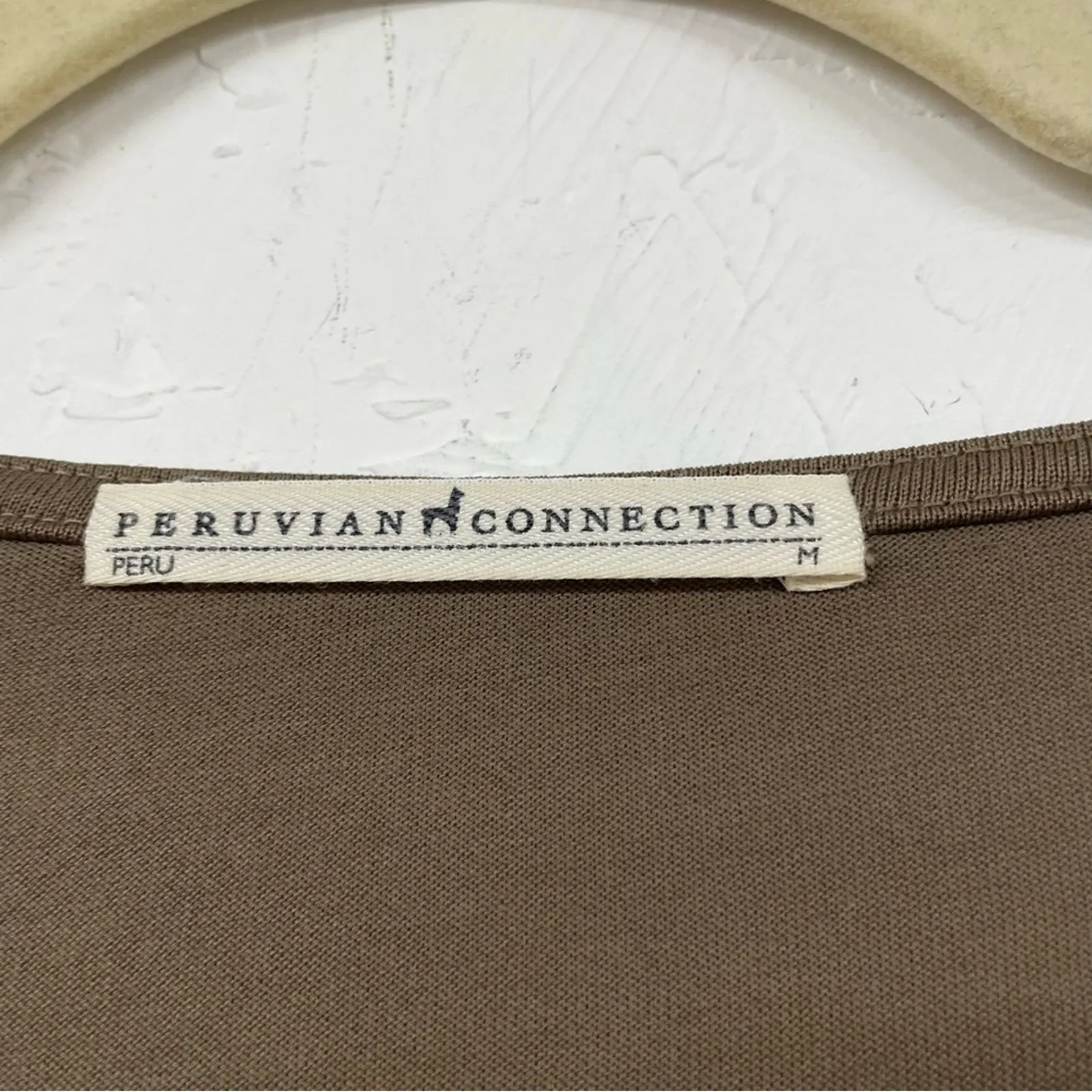 Peruvian Connection Brown Long Sleeve Blouse Women’s M Tie Waist Lagenlook Top - Image 4