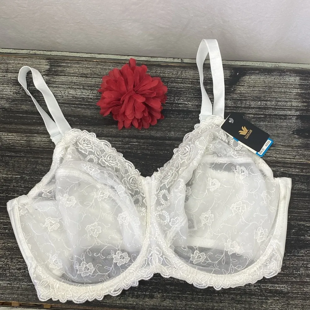Wacoal White 85720 Renaissance Rose Sheer Underwire Bra NEW 40DDD - Image 2