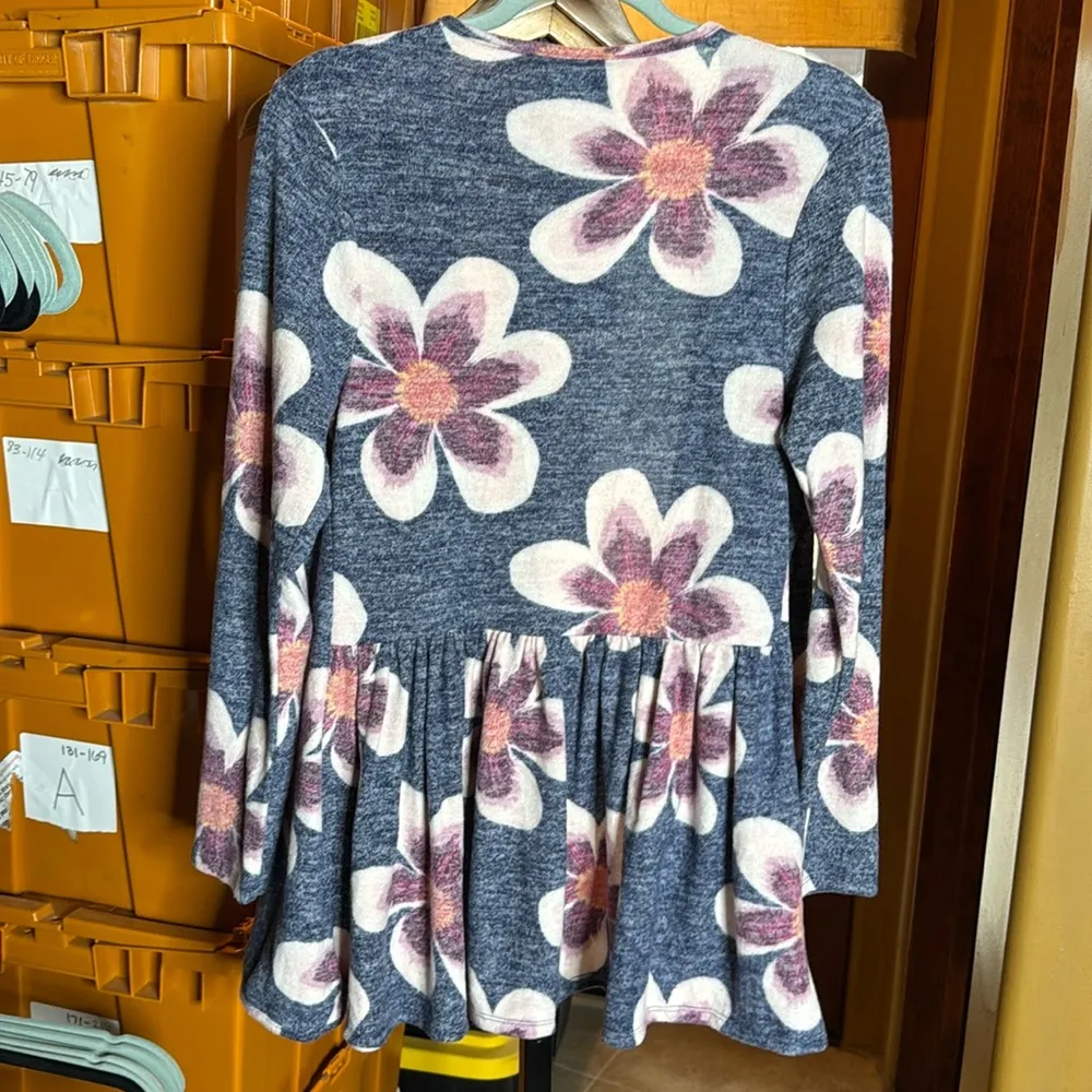 NWT LuLaRoe Nanette Blue Pink Orange Floral Overlay Sweater Size Small - Image 6