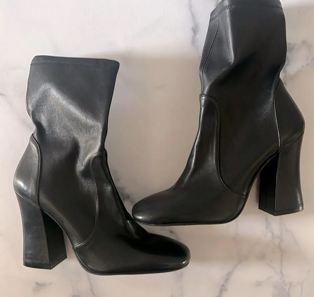 Stuart Weitzman Curveblock High Heel Booties in Black, Size 8 New $650 SOLD OUT! - Image 6