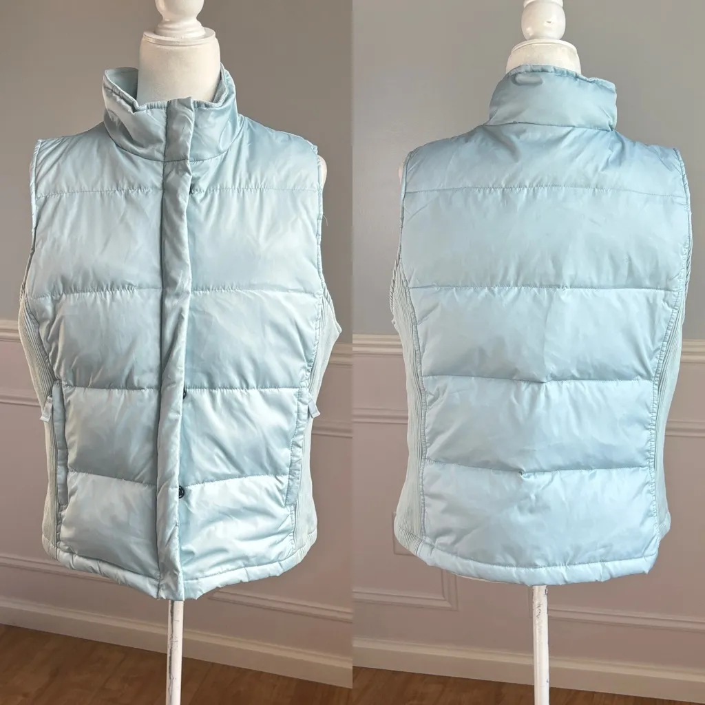 GAP Sky Blue Quilted Vest Down Feather Filled Size Large Gorpcore Puffer - Image 2