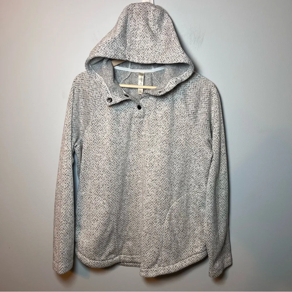 Kyodan Outdoor 1/4 Snap Hoodie Women’s L Pullover Herringbone Weave -Soft & Cozy - Image 2