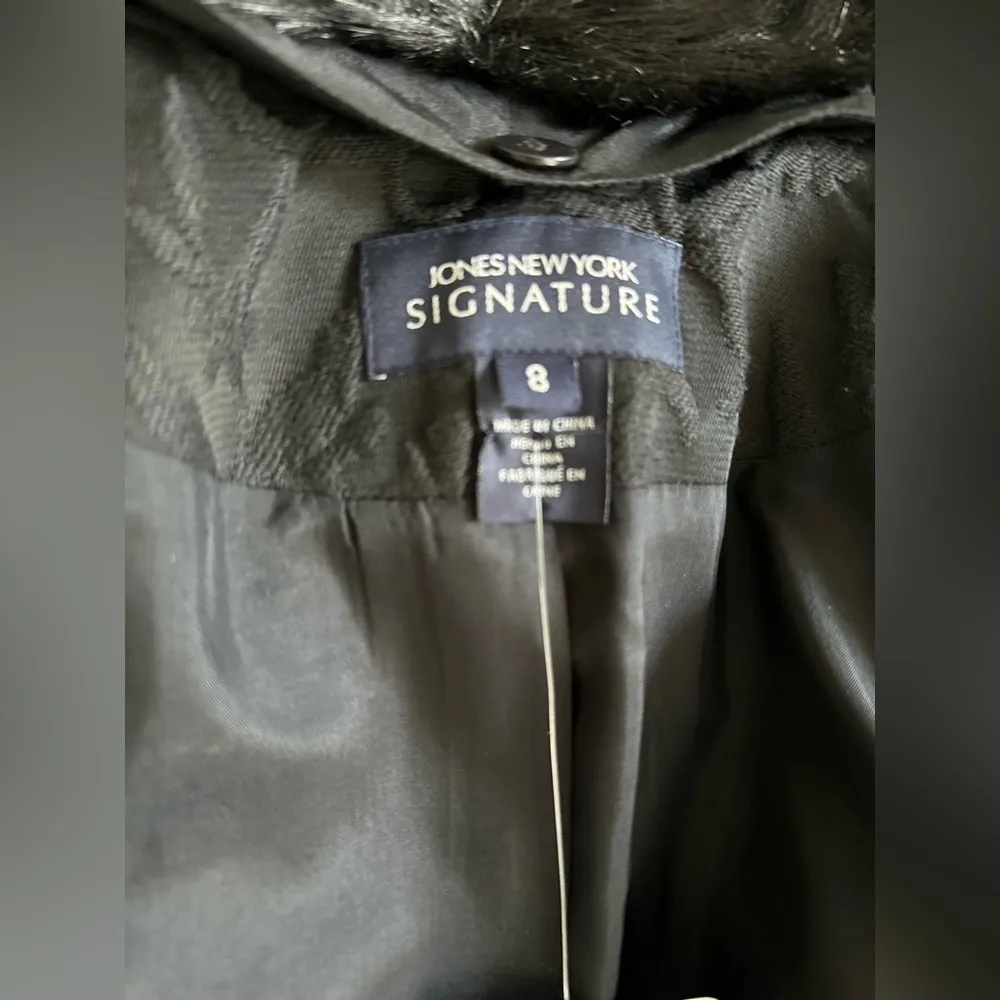 Jones New York Signature Blazer Jacquard Faux Fur Oversized Collar Mobwife - Image 6