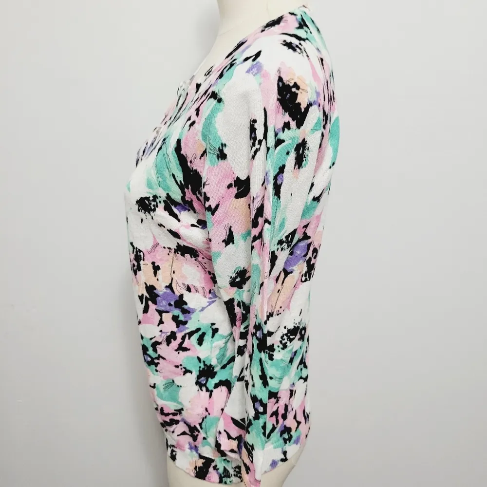 Relativity pastel floral cardigan size mp - Image 5