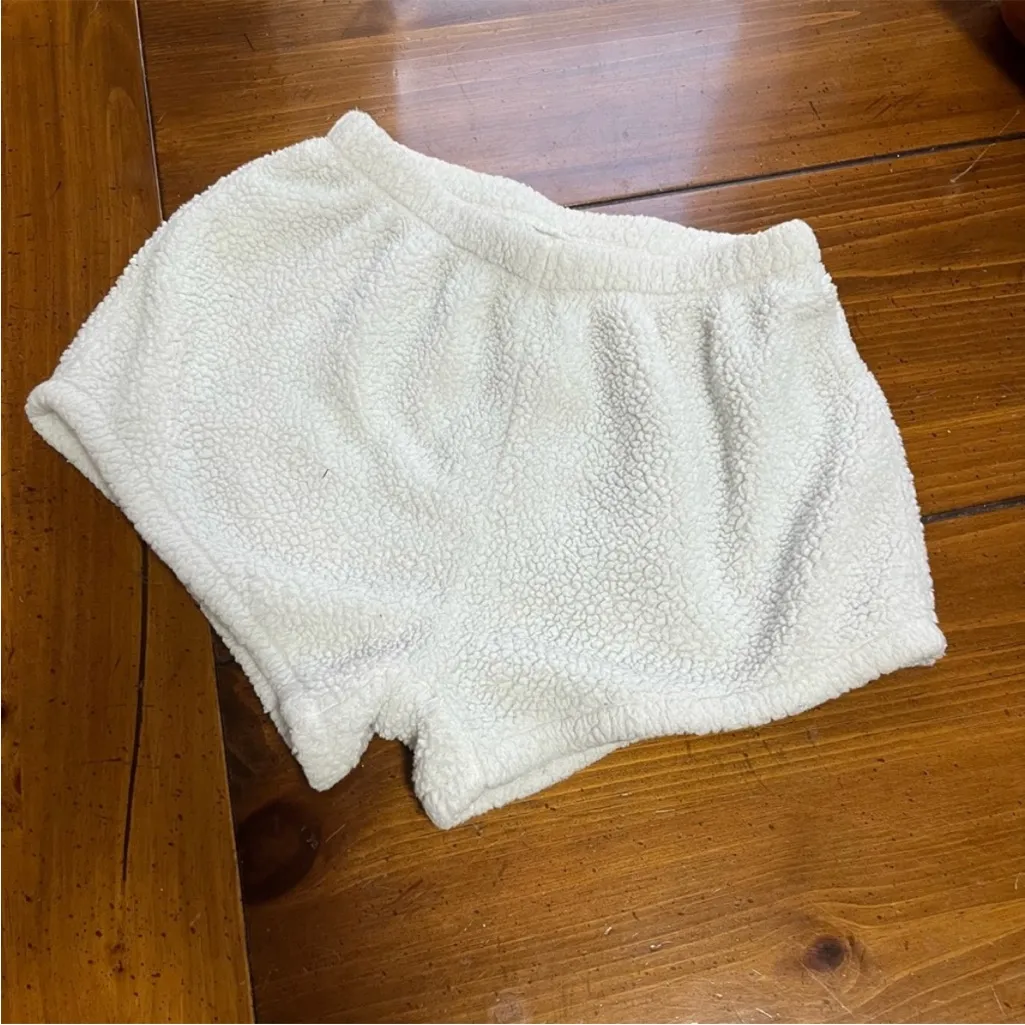 Plush White Sherpa Lounge Shorts - Image 2