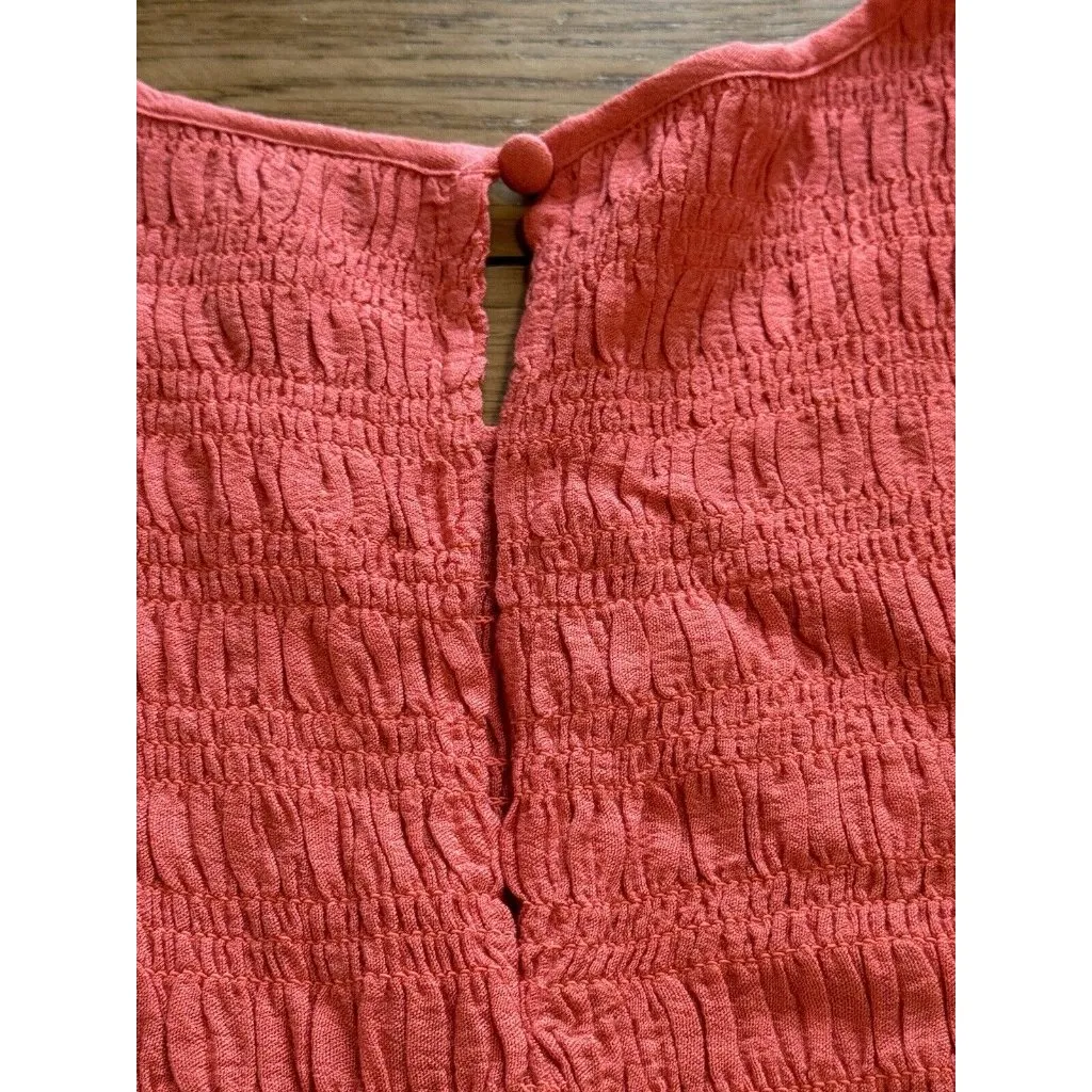 Torrid Coral Smocked Baby Doll Top Blouse Size 0‎ Beach Summer Colorful - Image 9