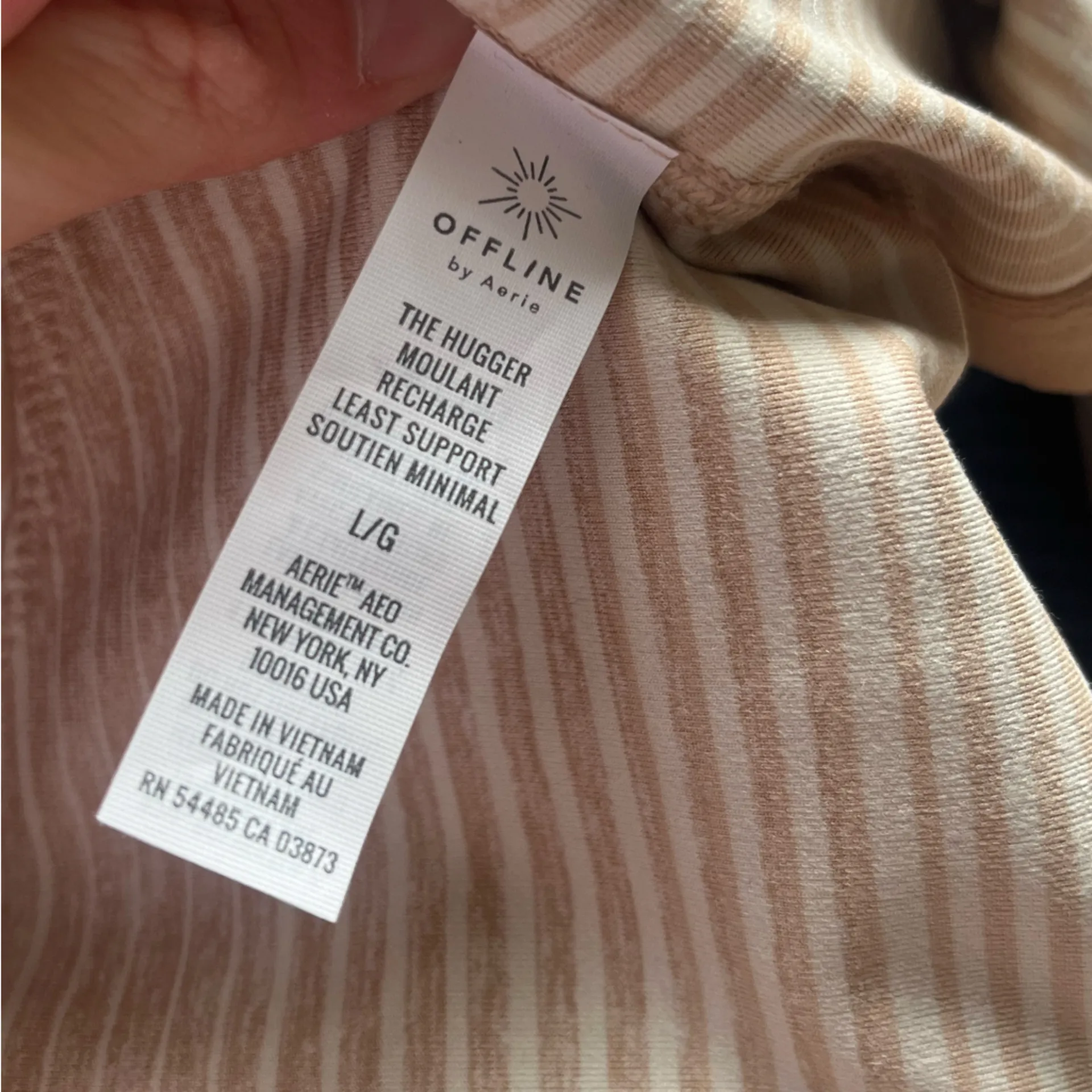 NWOT Aerie Offline The Hugger Pink and White Striped Sports Bra Large - Image 4