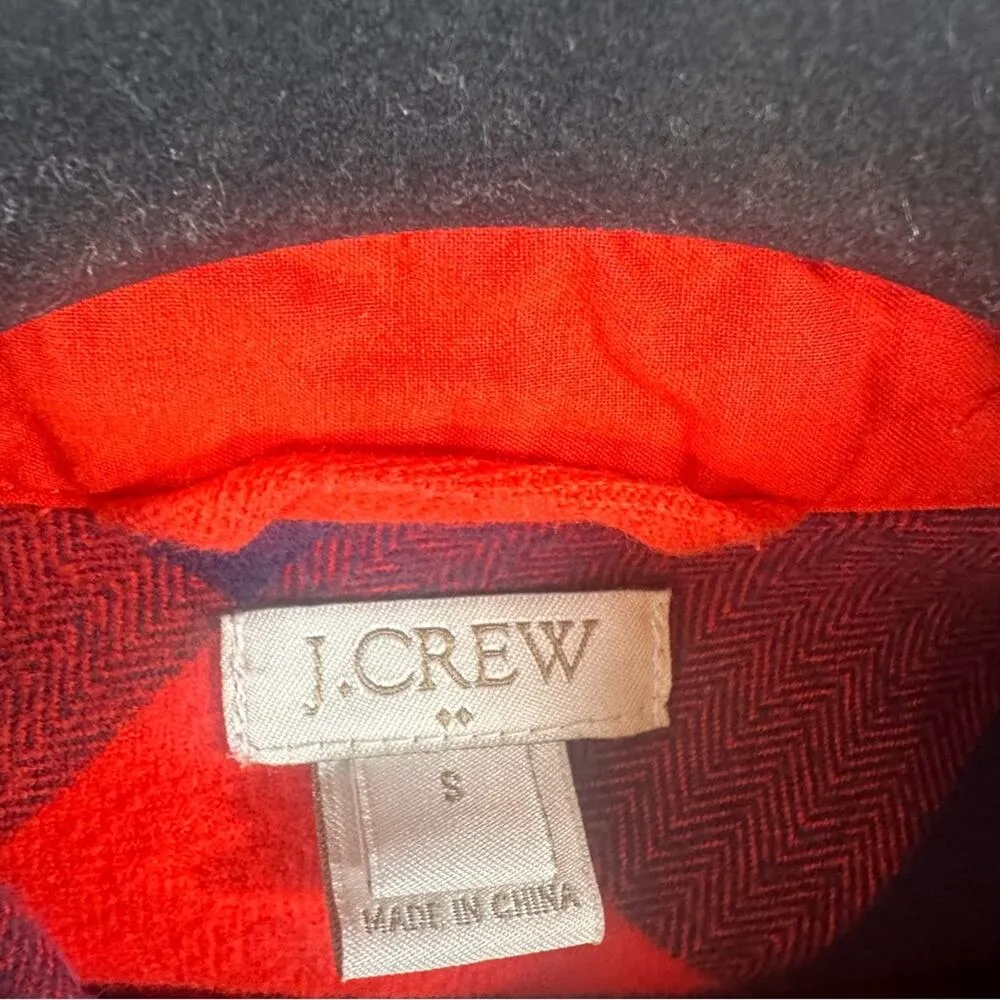 J.Crew Mens Flannel Shirt Red‎ Blue Plaid Long Sleeve Button Up Size S - Image 3