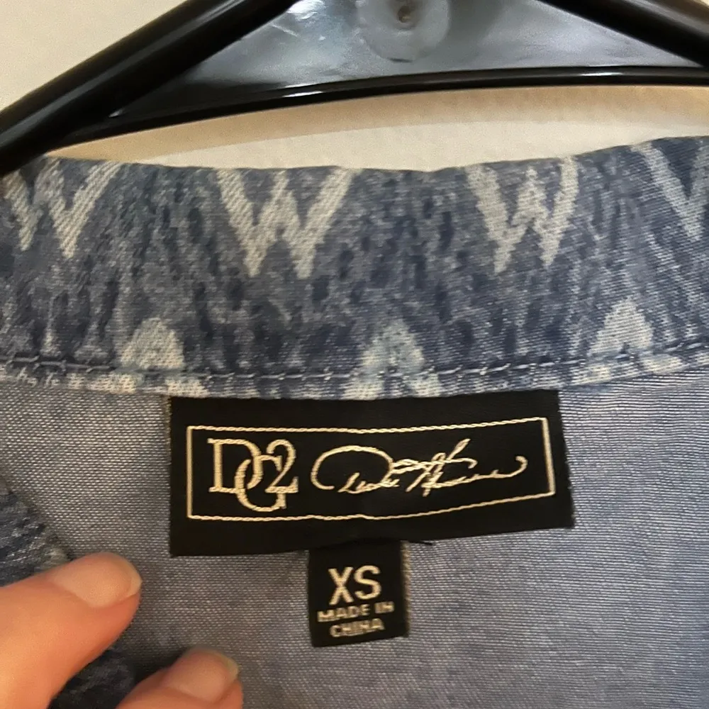 DC2 Chambray Denim Lightweight Diamond Print Jacket XS Blue - Image 10