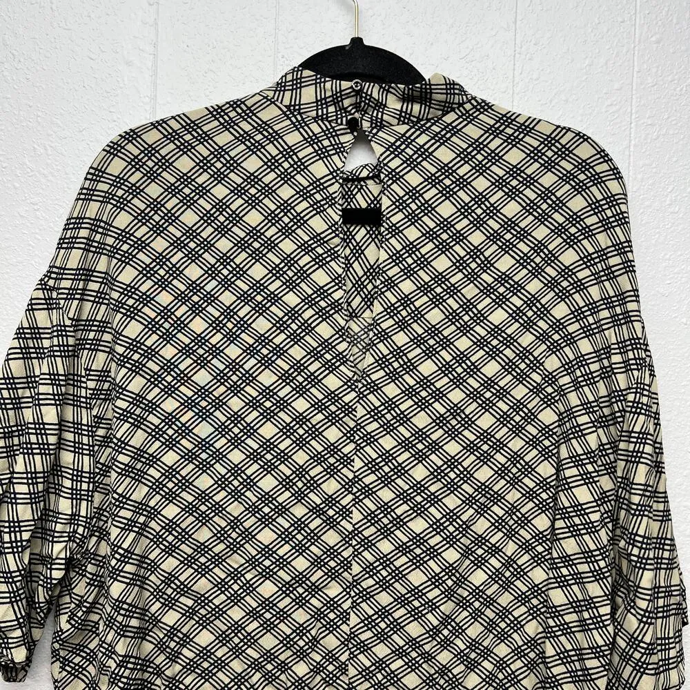 Zara Top Mock Neck Cross Hatch Womens Top Medium Casual Workwear Office Career - Image 7