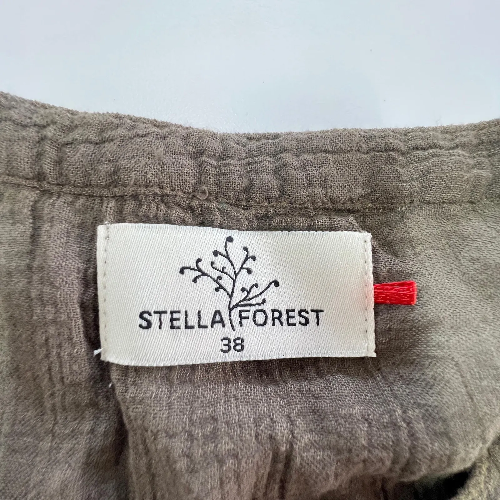 Stella Forest Blouse Womens 38 Medium Brown Green Button Front Flowy Top‎ Boho - Image 3