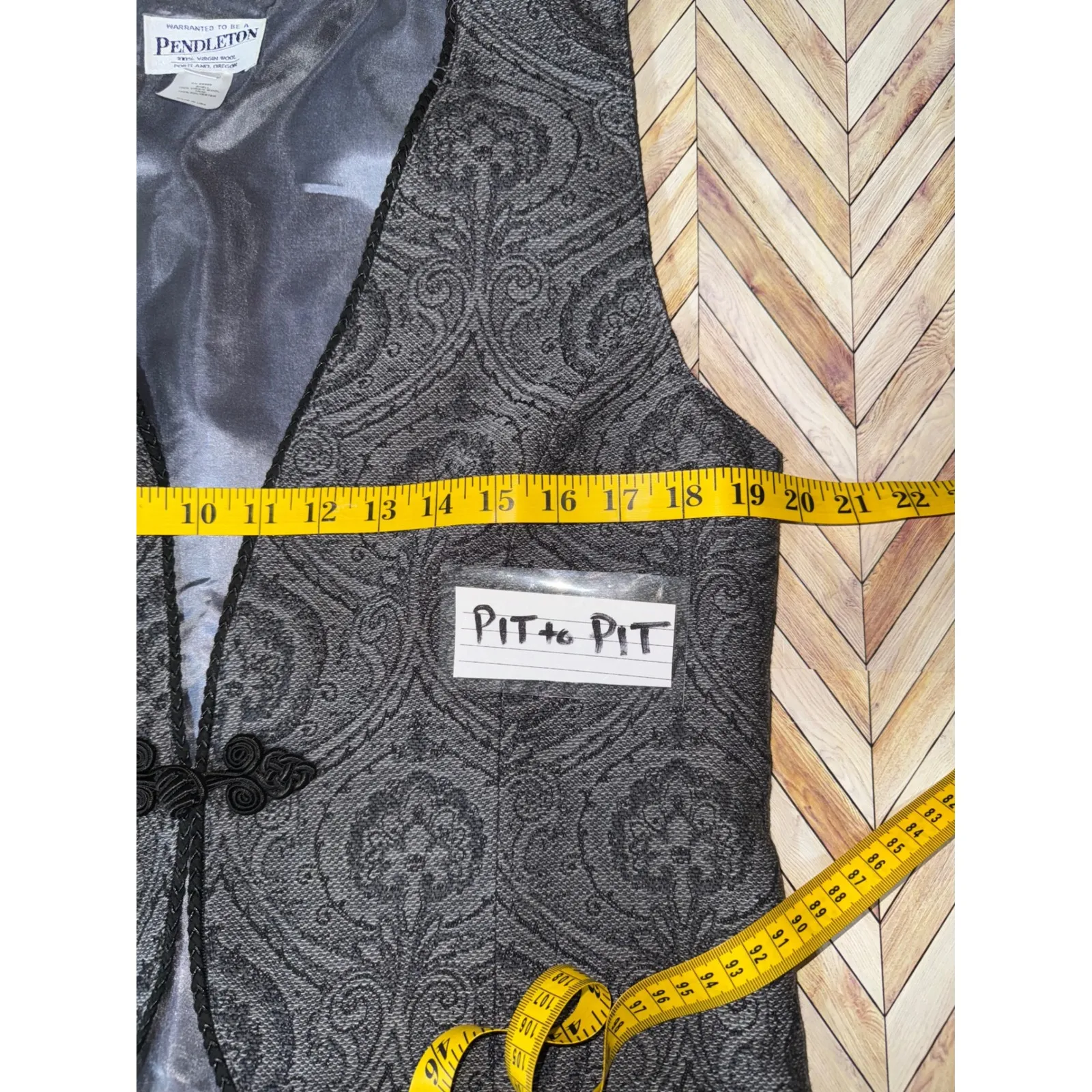 Pendleton Dark Gray Jacquard Vest Medium Wool Blend Paisley Vtg Retro Grannycore - Image 6