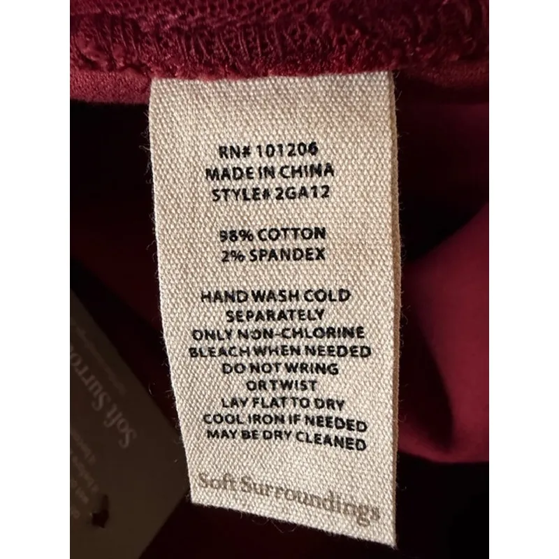 Soft Surroundings Blakely Velveteen Pants Cabernet Red Size 12 Straight Leg - Image 8