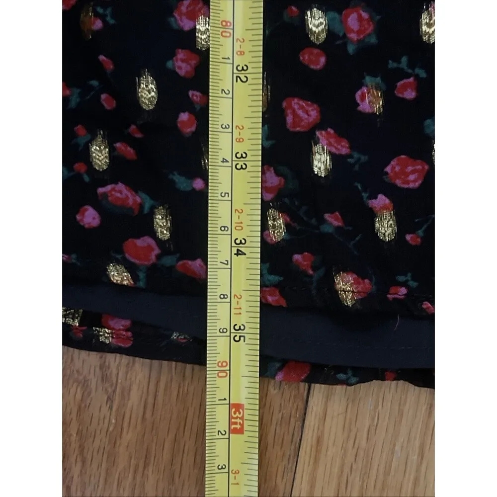 J.CREW Ruffle Collar Mini Dress Size 12 Black Gold Red Party Holiday Fancy Glitz - Image 6