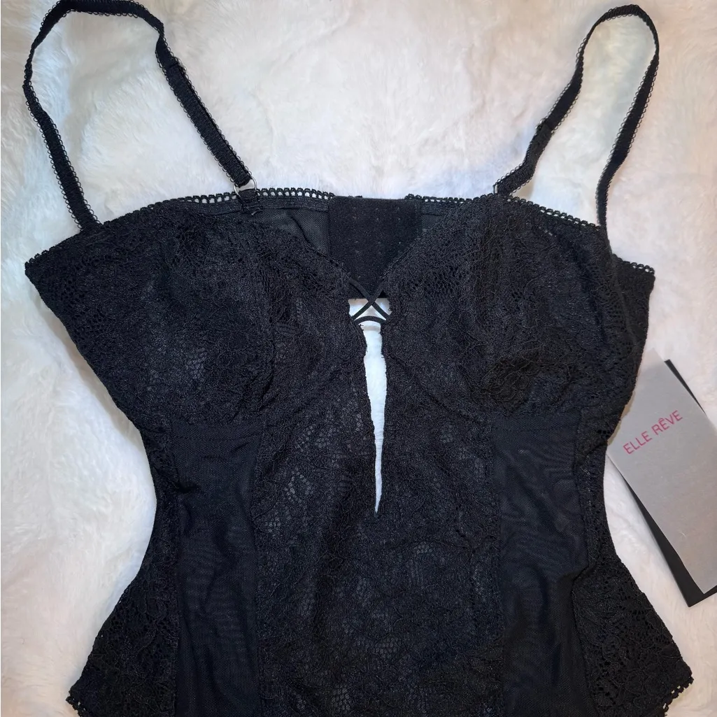 Elle‎ Reve Passion Bodysuit Black NWT Size Large - Image 2