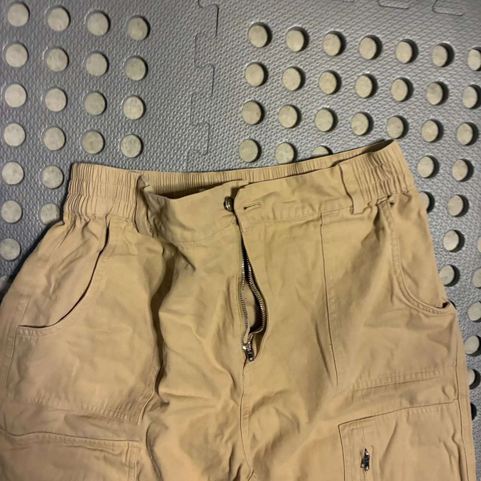 Elodie Khaki Cargo Pants Women's Size L Elastic Waist Zip Fly Utility - Image 3