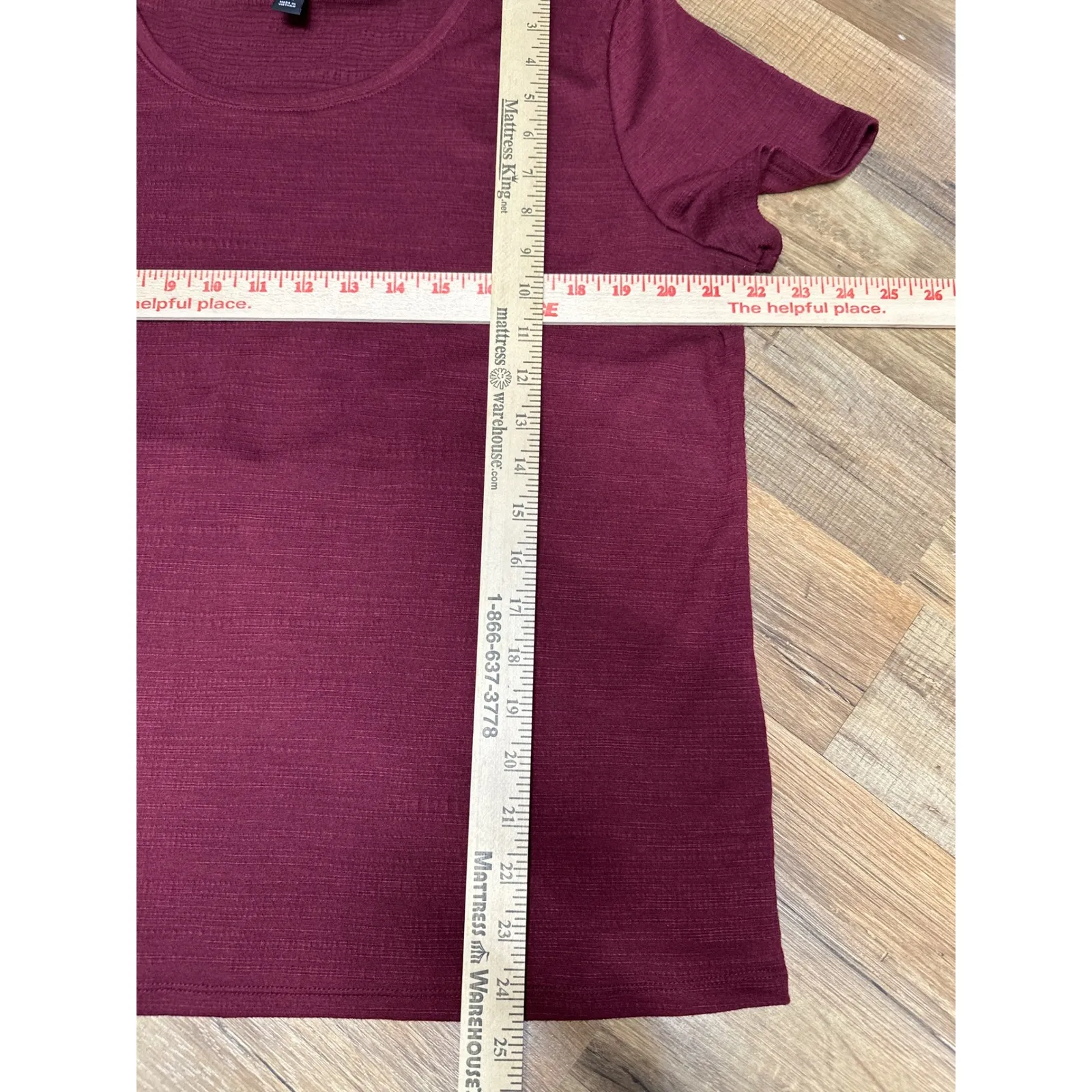 SIMPLY VERA Vera Wang Womens Modern Tee Burgundy Textured Short Sleeve Size XL - Image 6