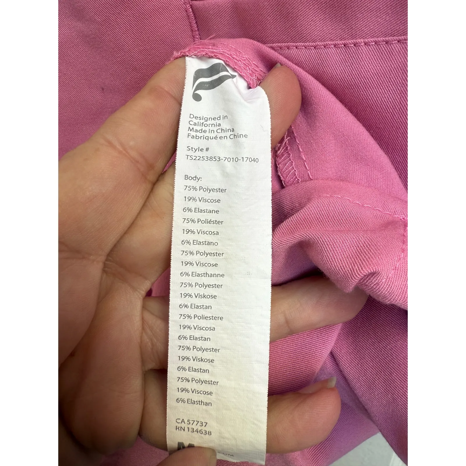 Fabletics Pink V Neck Scrub Top Short Sleeve Pocket Performance Size Medium - Image 3