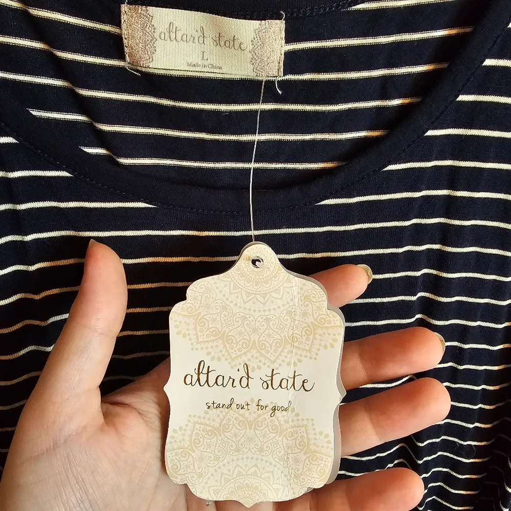 Altar'd State Navy Blue And White Striped Side Tie Tank Top - Image 4