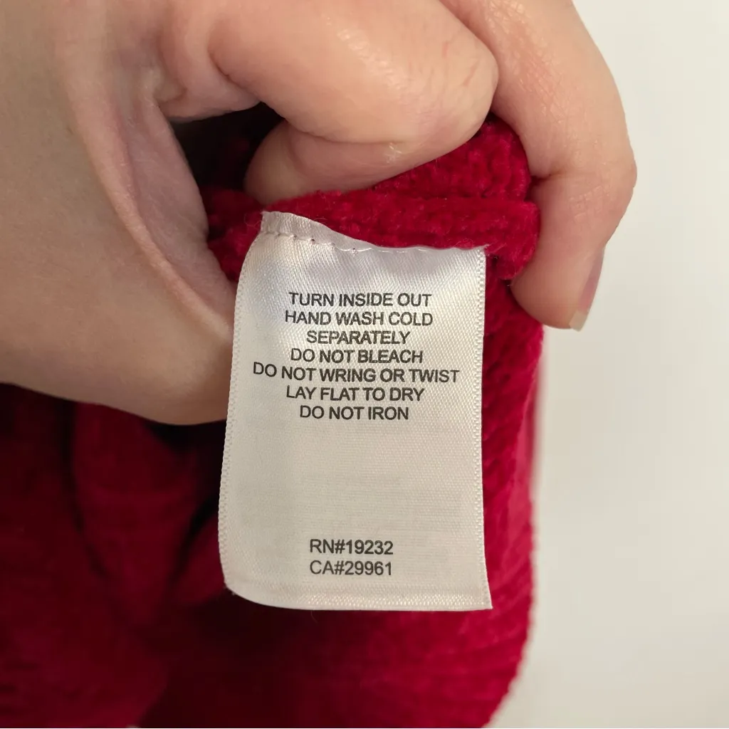 ALFRED DUNNER Red Chenille Hearts Heart Cable Knit Mock Neck Funnel Neck Sweater - Image 8