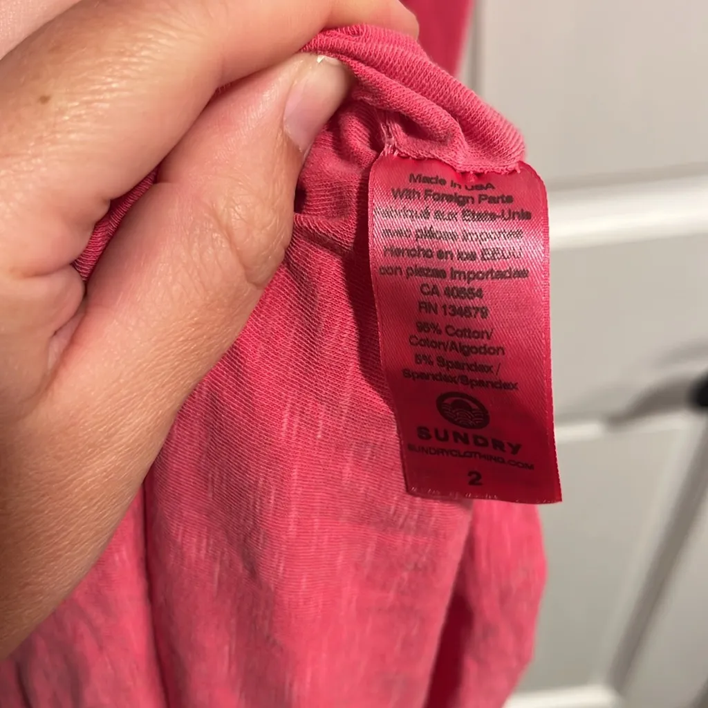 Anthropologie Sundry Ruched Racerback Dress in Pink Size 2 - Image 7