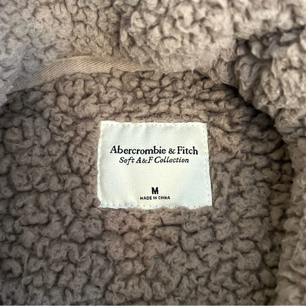 Abercrombie & Fitch Fleece Jacket Quarter Zip Soft A&F Collection Gray Medium - Image 6