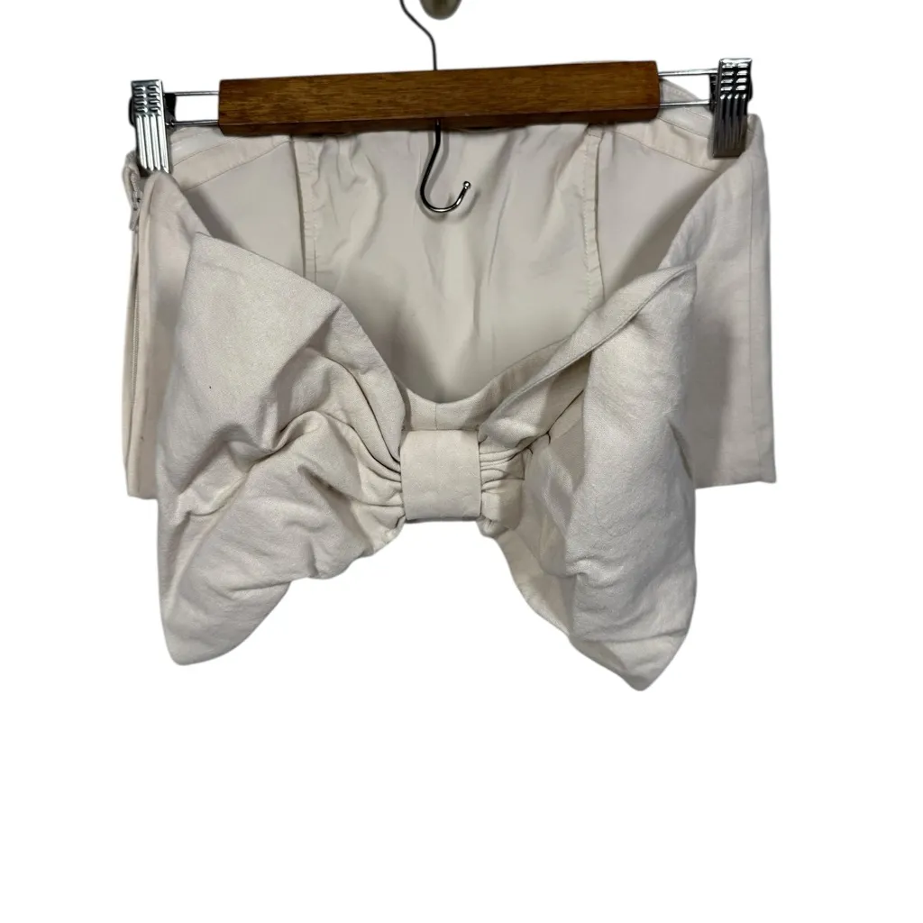 Hutch Delphine Ivory Bow Cropped Strapless Top Size 4 - Image 4