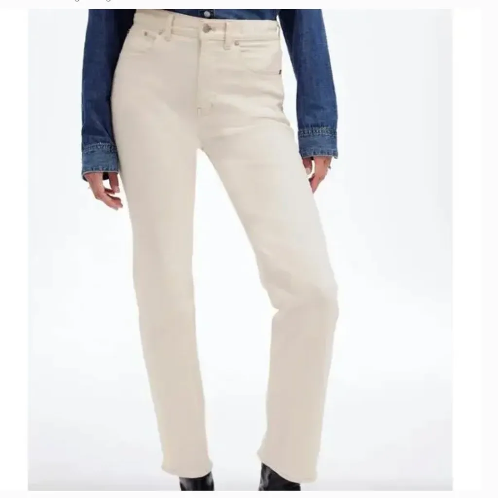 NWT Madewell Women's ’90s Straight Jeans Vintage Canvas Cream High Rise Size 32 - Image 3