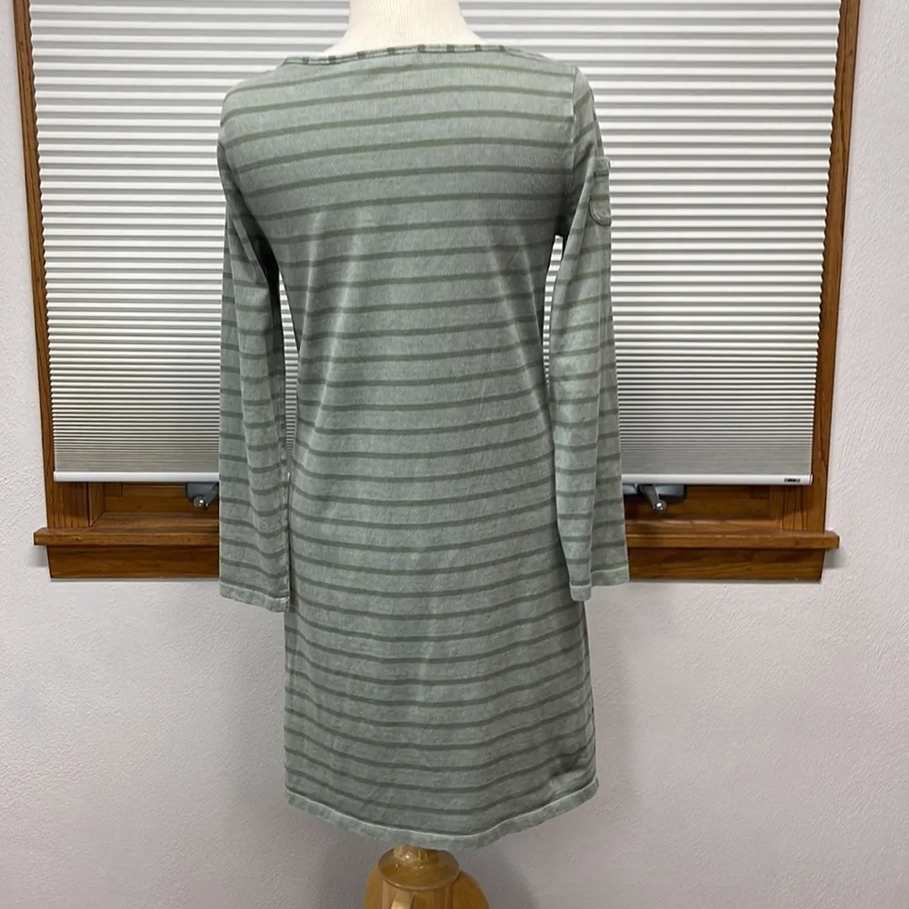 Vineyard Vines Green Garment-Dyed Striped Long-Sleeve Cotton Knit Dress - Image 6
