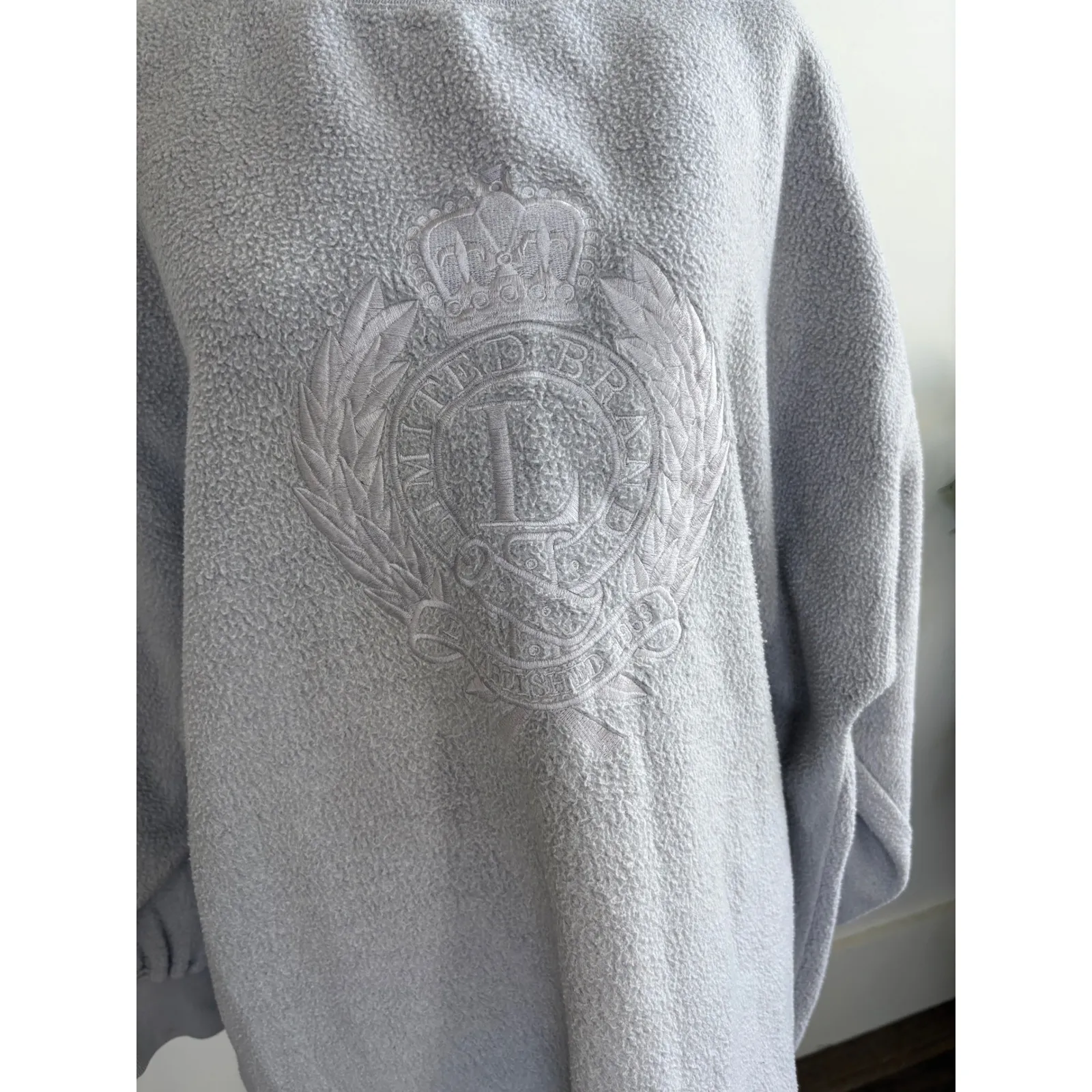 Vintage Limited Sport USA‎ Embroidered Crown Fleece Sweatshirt Oversized Medium Gray - Image 2