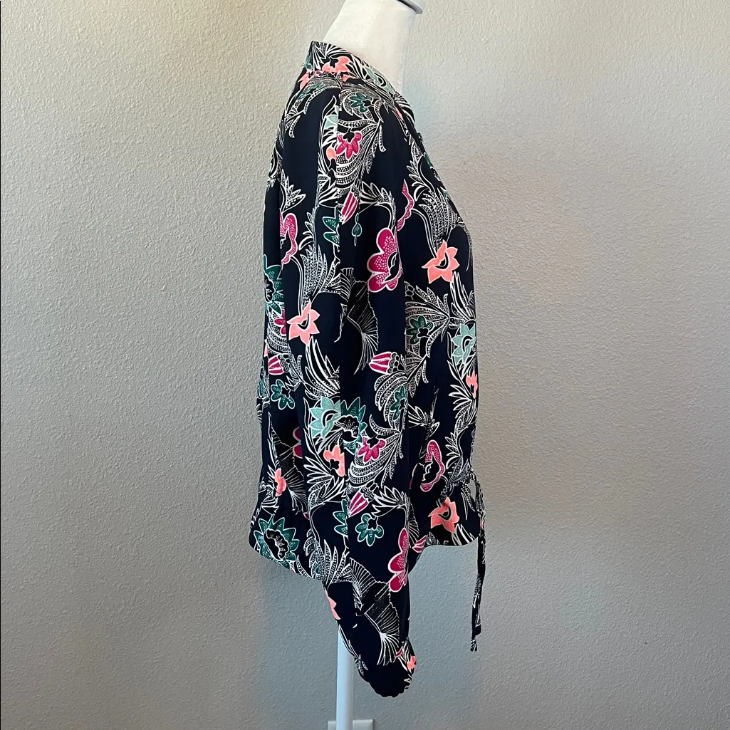 Banana Republic Bird Print Bomber Jacket Blue/Multi Size Small - Image 2