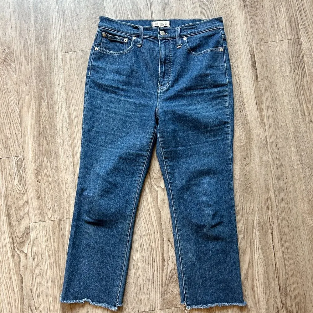 Madewell Dark Wash Slim Demi Bootcut Jeans with Raw Hem Size 29 - Image 2