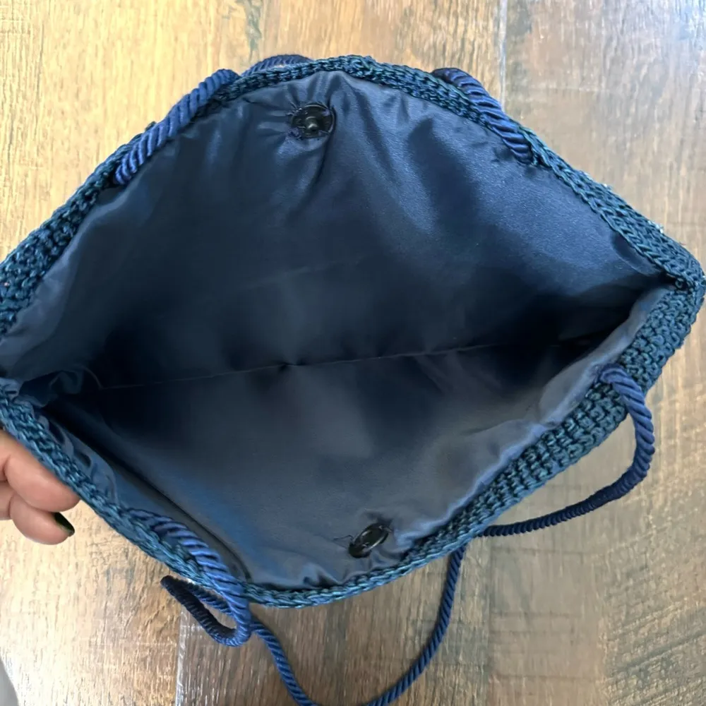 Denim embellished baguette bag, NWOT Blue - Image 5